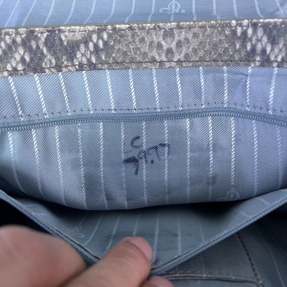 Cole Haan Snake Animal Print Embossed Leather Baguette Handbag Clutch - Picture 7 of 10